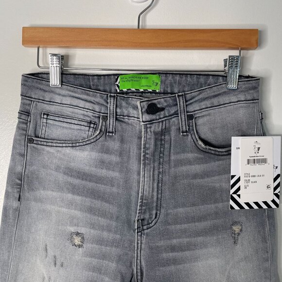 Sandrine Rose Womens 28 Jeans Gray Distressed High Rise Skinny Denim Grunge - Picture 2 of 11